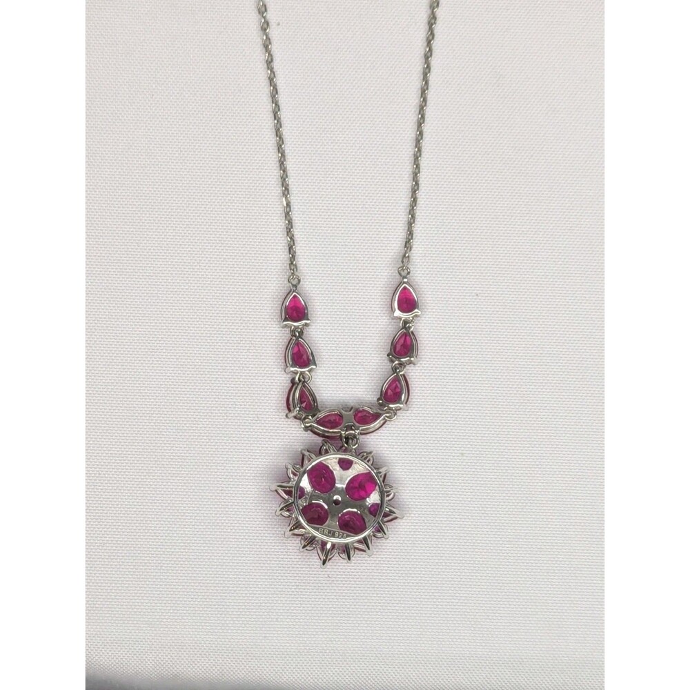 JTV Necklace - Oval Cabochon Star Ruby, Red, Sterling Silver - Picture 2 of 5